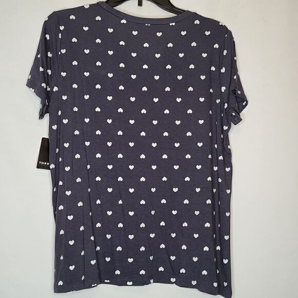 00X 10W Torrid Grey Crew Neck Tee Super Soft Dotted Hearts Slim Fit Medium Large - Picture 5 of 5